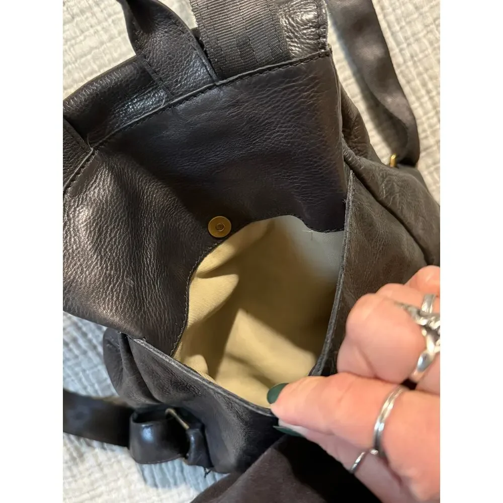 American Leather Co. Backpack Black Fold Over Leather Mini 12” Classic Bag
